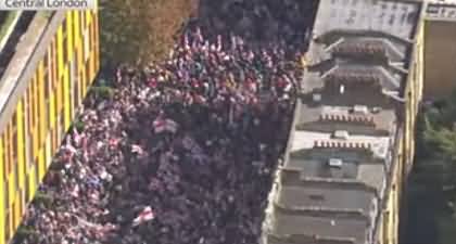 Helicopter View: Thousands gathered in Central London for anti immigration protest
