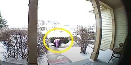 Hilarious Moment Caught on Doorbell Cam of Girl's Icy Fall