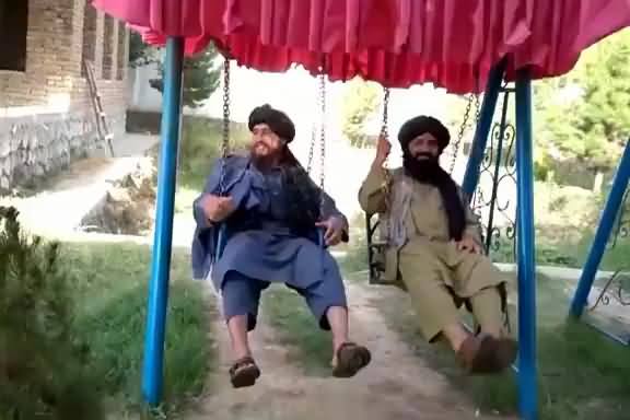 Hilarious Video: Afghan Taliban Enjoying on Children's Swings