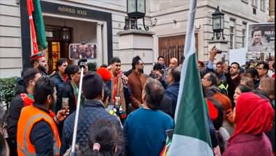 Huge crowd outside Nawaz Sharif's house in London