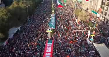 Huge number of people in Jamat e Islami's Gaza million march in Karachi