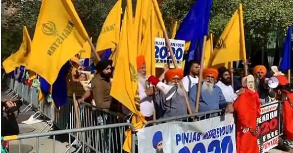 Huge Protest Staged Outside UN Office During Modi Speech