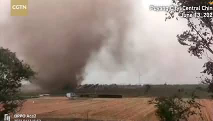 Huge tornado tears through Chinese village, damages houses and trees