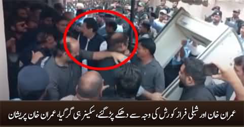 Imran Khan and Shibli Faraz were pushed by the rush in court