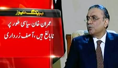Imran Khan is Politically Immature, Sit-ins Are Dangerous For Economy - Asif Zardari