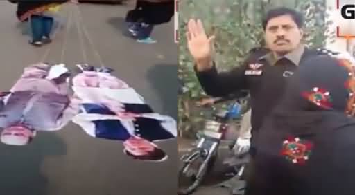 Imran Khan Ka Putla Zameen Per Ghaseetne Wali Khatoon Ko Police Parr Gai