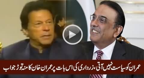 Imran Khan's Mouth Breaking Reply to Zardari on Saying That You Don't Know Politics