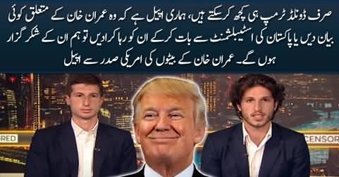 Imran Khan's sons appealed to Donald Trump to talk to Pakistan's establishment for their father's release