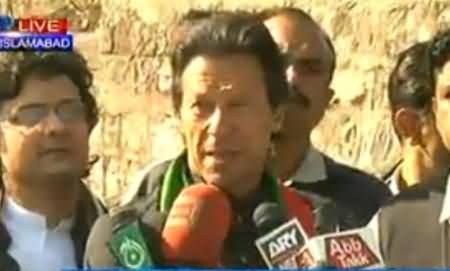 Imran Khan Talking to Media At Bani Gala Before Leaving For Larkana - 21st November 2014