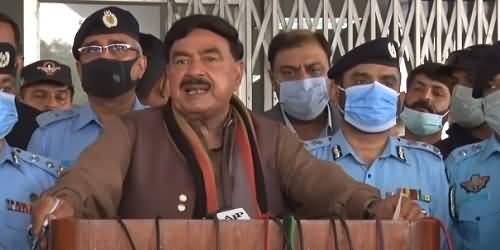 Incidence Of Firing On A Police Vehicle In Islamabad - Sheikh Rasheed Ahmad Tells Details In Media Talk