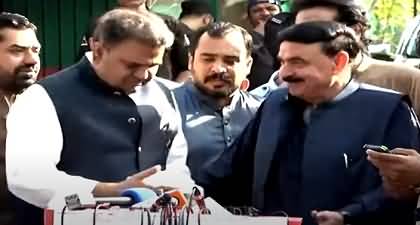 Interesting moments when Fawad Ch intervened Sheikh Rasheed Ahmad's press conference