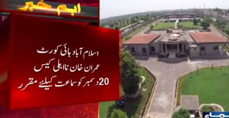 Islamabad High Court set petition against Imran Khan for hearing on 20th December
