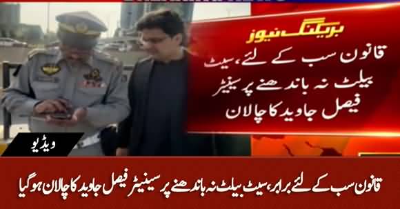 Islamabad Traffic Police Fined Senator Faisal Javed For Not Wearing Seat Belt
