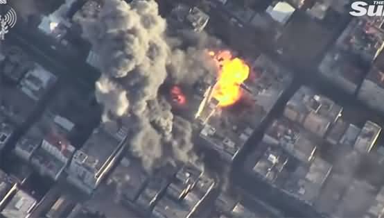 Israel Defence Fore Release Aerial Footage of Huge Airstrikes Targeting Hamas Intelligence Buildings in Gaza