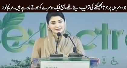 Jo Dusron Per Joota Phenkany Ki Targheb Detay Thay, Aj Aik Dusry Ko Jootay Mar Ray Hain - Maryam Nawaz's address in Faisalabad