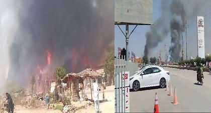 Karachi: Footage of fire broke out in a hotel at Super Highway