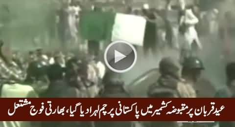 Kashmiris Raised Pakistani Flag in Occupied Kashmir on Eid-e-Qurban