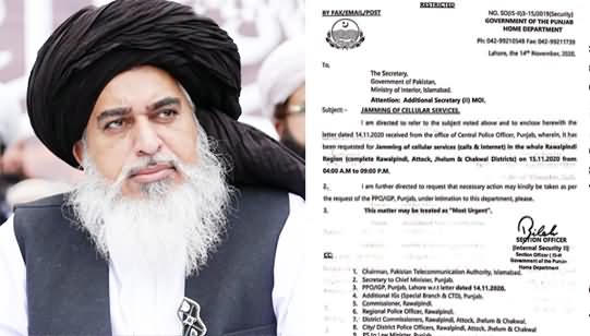 Khadim Rizvi's March: Mobile Networks To Be Remained Off Tomorrow in Rawalpindi Region