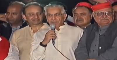 Khawaja Asif Speech Against Imran Khan in Opposition's Azadi March Rally