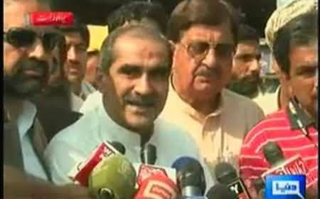 Khawaja Saad Rafique and Raheeq Abbasi Talking to Media About Negotiations