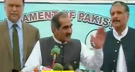 Khawaja Saad Rafique Talking to Media About Govt's Efforts to Engage PTI and PAT