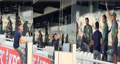Lahore Test: Babar Azam's fan climbs enclosure and enters to Pakistan's dressing room to meet him