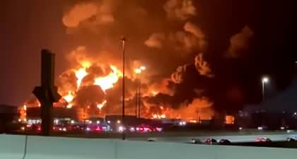Huge fire at Saudi Aramco storage facility after oil depot hit by Houthi attack