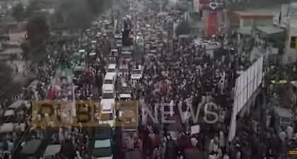 Latest drone footage of huge crowd in Imran Khan's long march