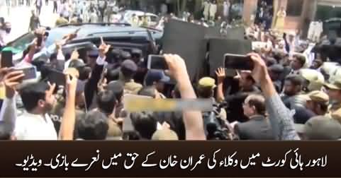 Lawyers chant slogans in favour of Imran Khan in Lahore High Court