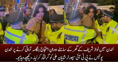 London Police arrests PTI supporter Shayan Ali outside Nawaz Sharif's house