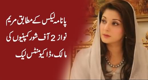 Mariym Nawaz Two Offshore Companies Leaked By Panama Papers