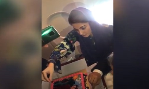 Maryam Nawaz Celebrates Her Birthday In Plane And Cuts Cake