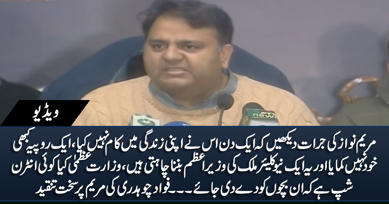 Maryam Nawaz Never Earned A Penny Herself, But She Want to Be PM of Pakistan - Fawad Chaudhry