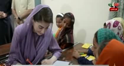 Maryam Nawaz visits relief camp at Chohang Multan road, had interaction with the children