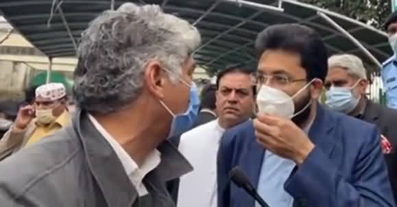 Matiullah Jan Asks Tough Questions From Farrukh Habib Outside Election Commission