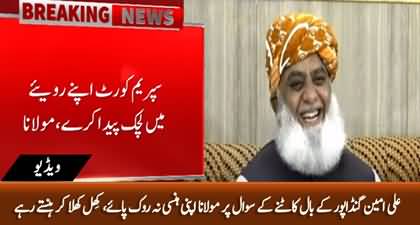 Maulana Fazal Ur Rehman couldn't control his laughter on the question of Ali Amin Gandapur's haircut 