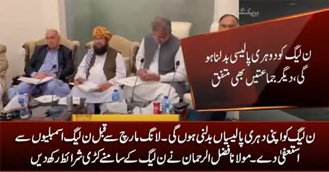 Maulana Fazlur Rehman asks PMLN to resign from assemblies before long march