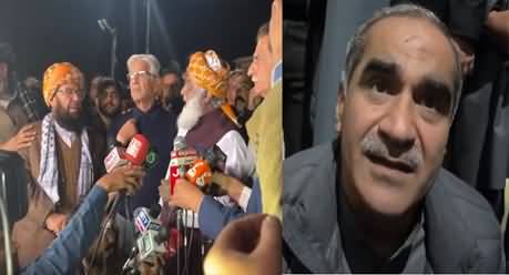 Maulana Fazlur Rehman, Khawaja Asif & Khawaja Saad Rafique's aggressive talk outside parliament lodges