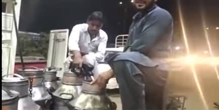 Milkman shamelessly storing petrol in milk drums
