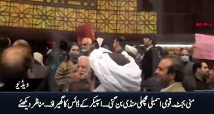 Mini Budget: Opposition staged huge protest around speaker's podium