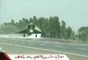 Miraj And F7 Fighter Planes of Pakistan Air Force Landing on Islamabad Motorway on 6th September 2013, the Defence Day