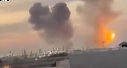 Moment Iranian missiles blitz Bahrain’s biggest oil refinery sparking huge blaze