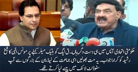 Moonis Elahi's befitting reply to Sheikh Rashid for calling PML-Q 'blackmailer'