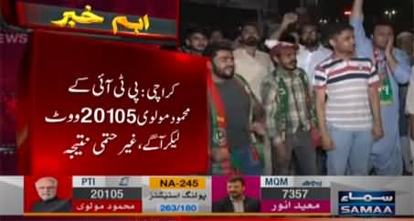 NA-245 Karachi: PTI candidate leading with 20105 votes, PTI almost wins the seat