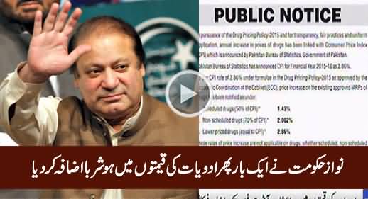 Nawaz Govt Once Again Increases Medicine Prices