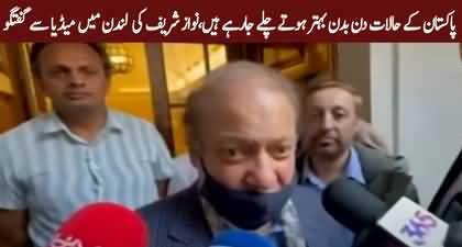 Nawaz Sharif talks to journalists in London