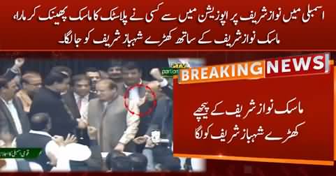 Opposition member threw plastic mask at Nawaz Sharif in assembly