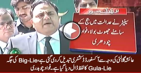 Oxford Dictionary Changed Due to Ayesha Gulalai, Big-Lie Replaced With Gula-Lie  - Fawad Chaudhry