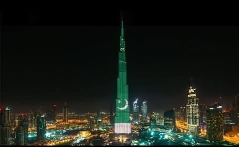 Pakistan Day: Dubai's Burj Khalifa Lighting Up With Pakistan's Flag