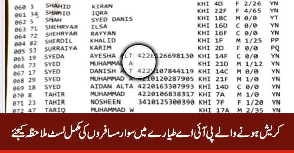 PIA Plane Crash: Complete List of Passengers On Board